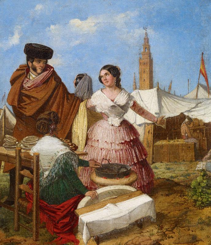 Aragon jose Rafael Courting at a Ring Shaped Pastry Stall at the Seville Fair china oil painting image